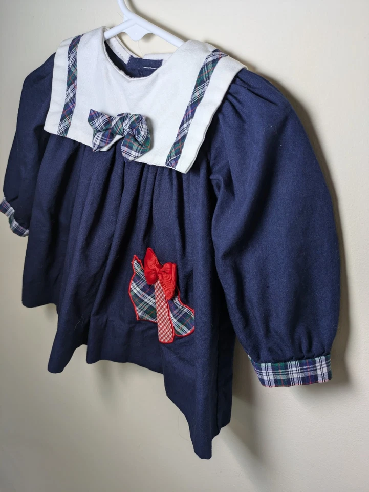 Vintage Peaches 'n Cream Baby Toddler Girl's 12 Month Dress Scottie Dog Applique - Image 2 of 4