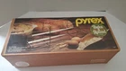 VINTAGE PYREX BAKE A ROUND GLASS BREAD BAKING TUBE W/ CHROME RACK