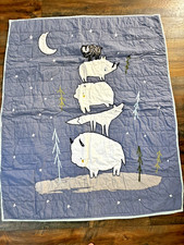 Crate  Barrel Crib Quilt Blanket Stacked Animals 40" x 50"