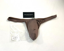 N2N Bodywear - Size S  Rayon Blend Gym Zone T-Back Thong - Brown/Black/Gray