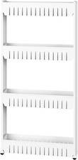 4-Tier Storage Organizer Rack - Plastic Rolling Cart for Office, Dorm, Bedroom,