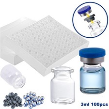 100 Pack 3ml Glass Vials Clear Glass Headspace Vials with Plastic-Aluminum