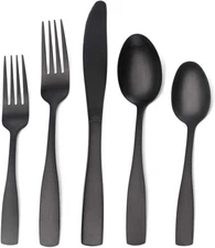 20-Piece Black Silverware Set for 4, Stainless Steel Flatware Utensils Kitchens