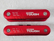 Hyper Tough Folding Wrench Set Metric & SAE Red Pocket Tools Lot of 2