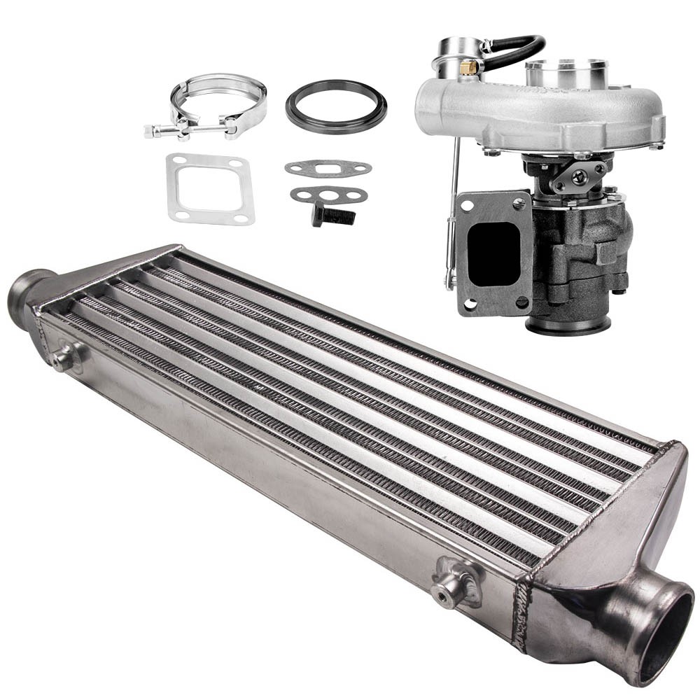 Turbocompresseur T3 .63 A/R avec wastegate interne et son intercooler en aluminium