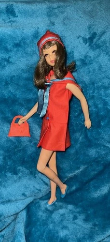 Vintage TLC 1960's Mattel Brunette Bendable Legs Francie, Rooted Lashes, Extras