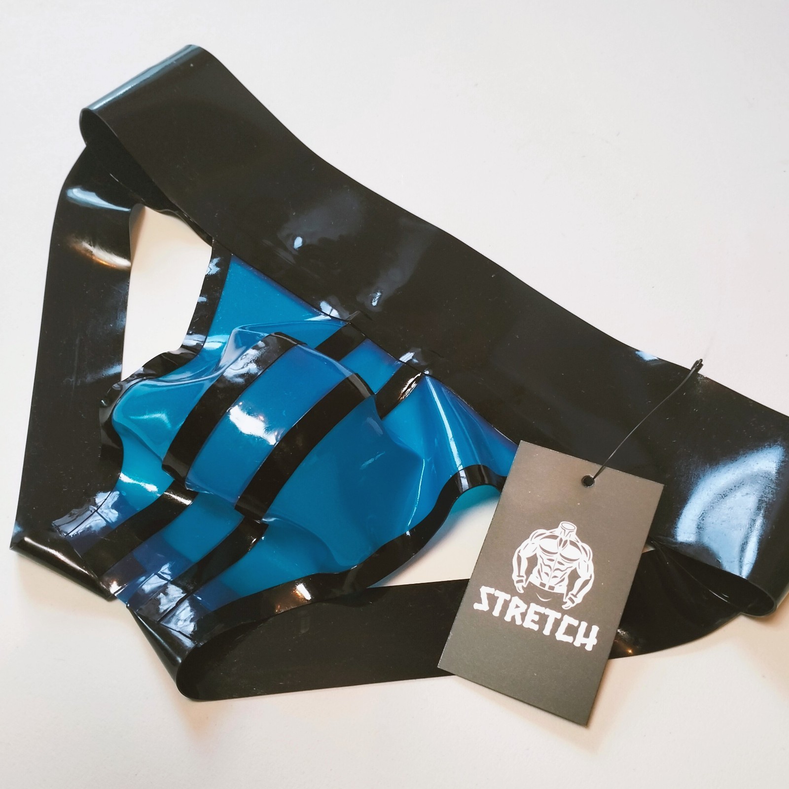STRETCH - LATEX WIDE BAND JOCK STRAP - TRANSPARENT BLUE - FREE DELIVERY