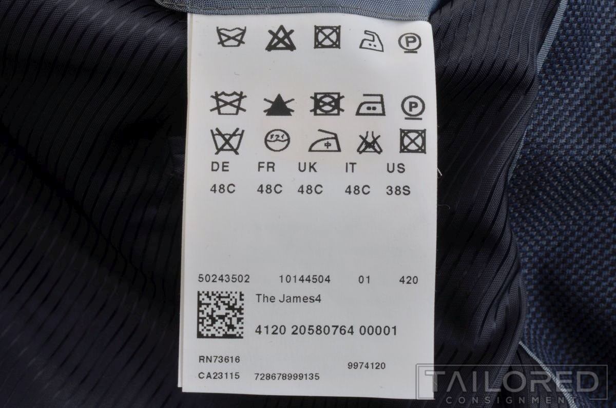 HUGO BOSS Solid Blue 100% Wool Mens Blazer Sport Coat Jacket - 38 S thumbnail 8