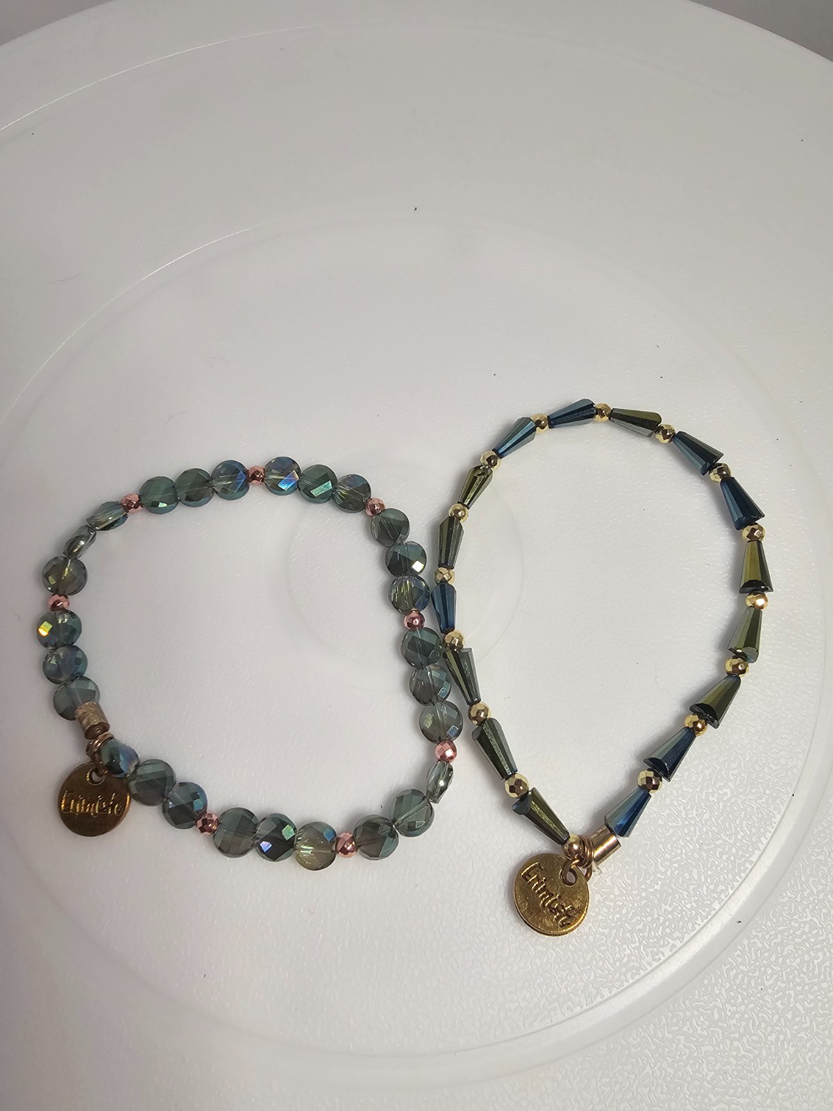 erimish stackable beaded bracelet set with gold t… - image 1