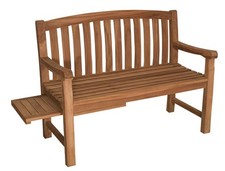 Gartenbank Lancaster Teak 120 cm mit Seitentisch Sitzbank Massivholz Bank