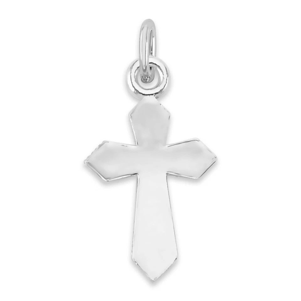 Dije Cruz Oro Sólido Blanco 10k/14k Pequeño Religioso Coleccionable para Pulsera Foto 3 de 4