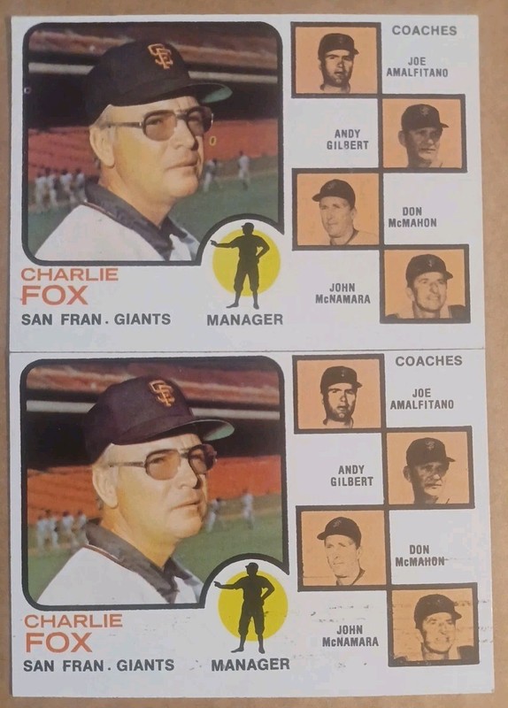1973 TOPPS #252 SAN FRANCISCO GIANTS CHARLIE FOX [2] JOHN MCNAMARA NM/MT 07006