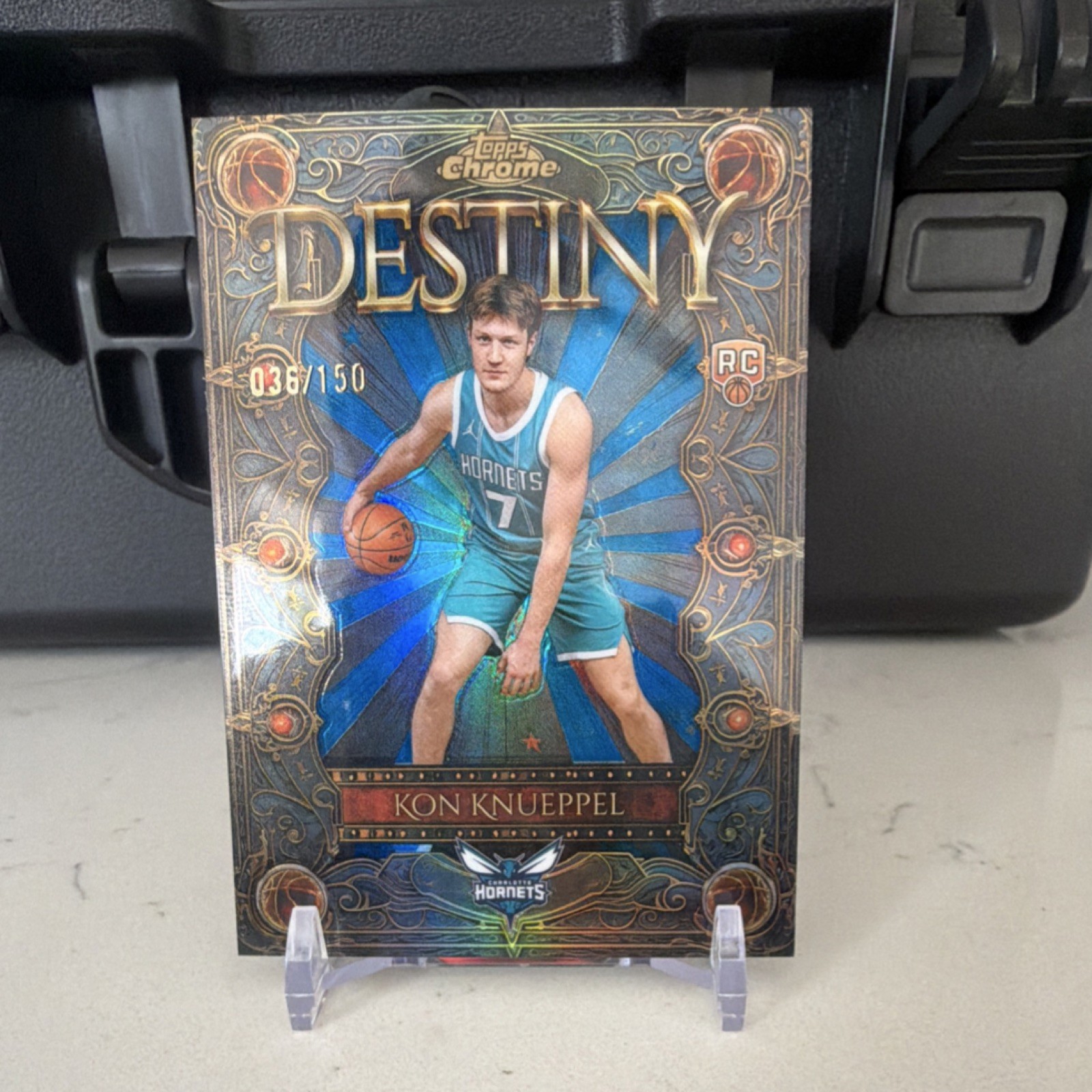 2025 Topps Chrome Destiny Kon Knueppel #D-4 Blue Refractor /150 - Hornets (RC)