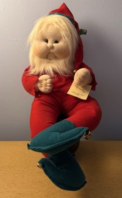 Vtg 1984 Elves  N Things 15'' Shelf Elf Sitter Plush Doll Xmas White Hair Tags