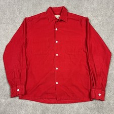 Vintage 50s 60s Brent Corduroy Loop Collar Button Up Shirt Mens Small Rockabilly