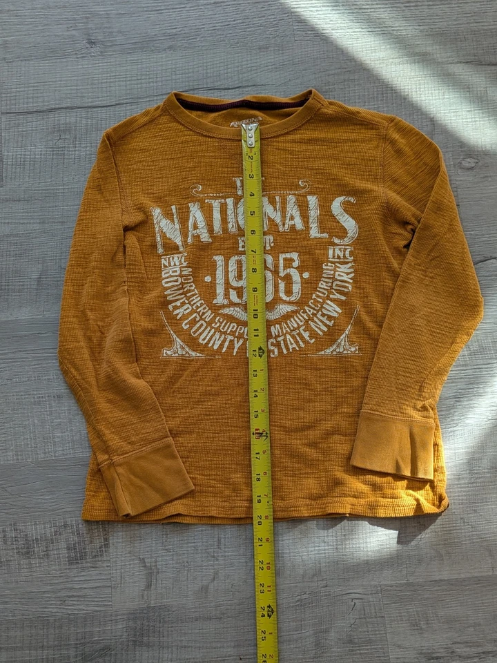 Boys Arizona Jeans Company Long Sleeve Vintage Gold Yellow Top Size Large 10-12 - Image 4 of 4