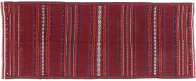 Afghan Kelim Soumakh Ghalmuri Teppich 110x290 Handgewebt Läufer Braun Streifen - Bild 1 von 4