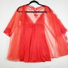 Vintage Pandora by CHIC Robe  Slip Set Lingerie Petite Sheer Lace NWT Age Spot