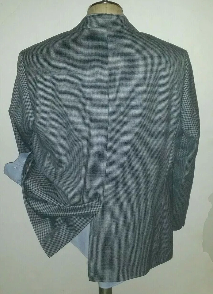 Nuevo 48R Pata de Gallo Cuadros Off-White Azul Blazer LANA NARANJA Chaqueta Abrigo Deportivo Foto 3 de 4