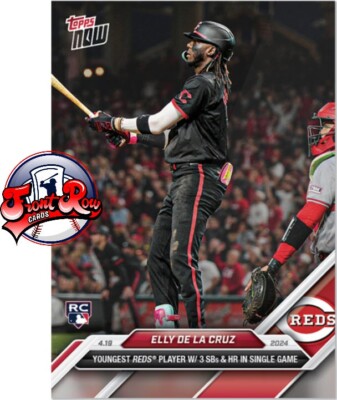 Elly De La Cruz 2024 MLB TOPPS NOW 95 Three Sb And Hr In same Game