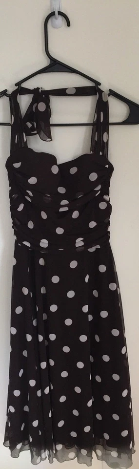 Vestido de sol halter a lunares de verano XOXO para mujer talla 5 años 50 marrón blanco Rockabilly Foto 3 de 4