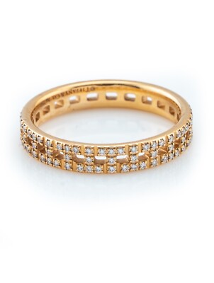 Tiffany Co T True Narrow Ring 18k Yellow Gold with Pave Diamonds