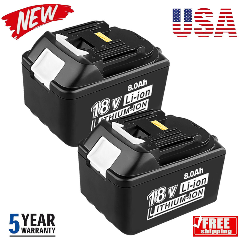 2-Pack Makita 18V 8.0Ah LXT Lithium-Ion Battery BL1830 BL1850 BL1860 Compatible
