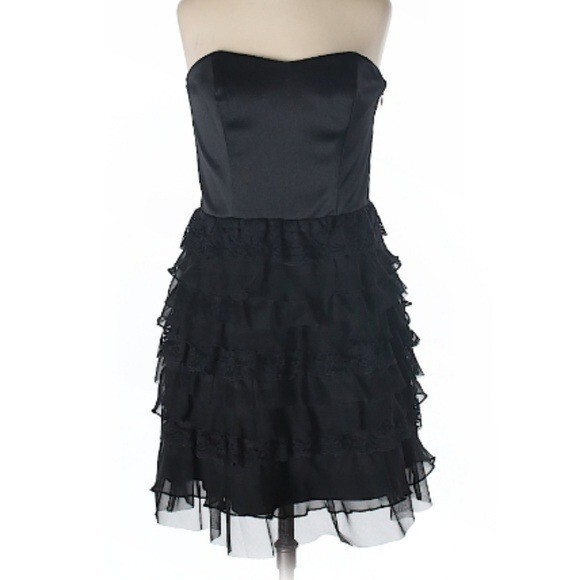 Express Design Studio Strapless Ruffle Dress blac… - image 1