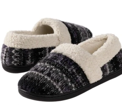 Rock dove unisex slippers memory foam fleece comfort black