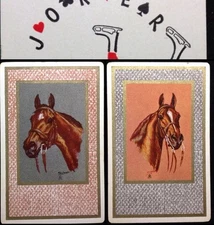 c1945 52+Joker Artist Series Horse Playing Playing Cards D/D & Gorgeous Case