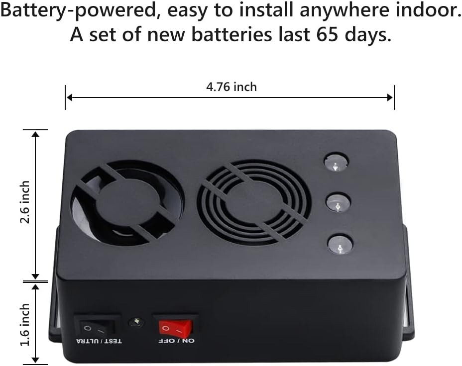 Rodent Electronic Repellent Battery Operated Ultra Sonic Rat Repeller, 2 Pack.