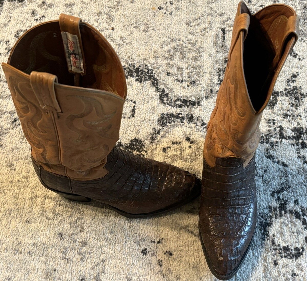 Tony Lama Caiman Alligator Cowboy Boots Brown Chocolate Mens 
