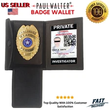 ID Badge Black Bifold Wallet, Concealed Carry Weapon Badge Wallet