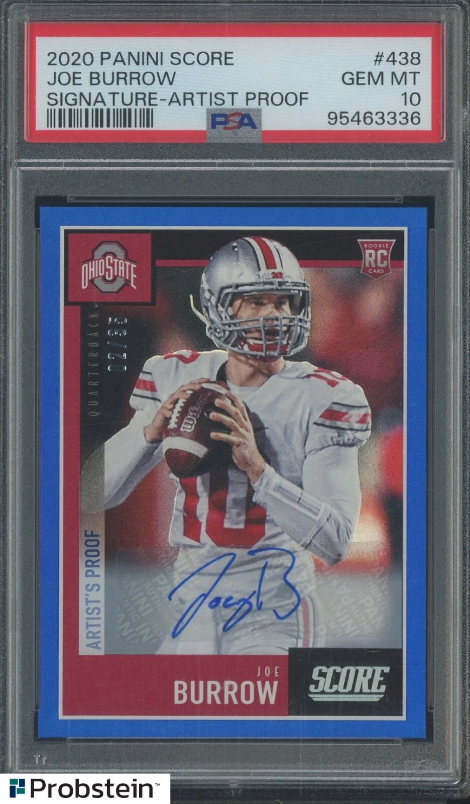 Joe Burrow Panini Score #438 Signature-Artists Proof