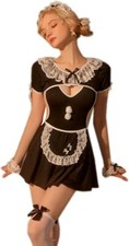 Women's Sexy French Maid Costume Lingerie Lace Babydoll Dress Cosplay Uniform