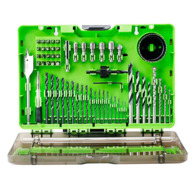 Bit-Set Bohrer Schraubendreher 60-tlg Profi Magnet Bithalter Holzbohrer Greenwor