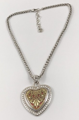 Brighton Retired Heart Song Devotion Necklace Red Gold Silver Crystals. #1248