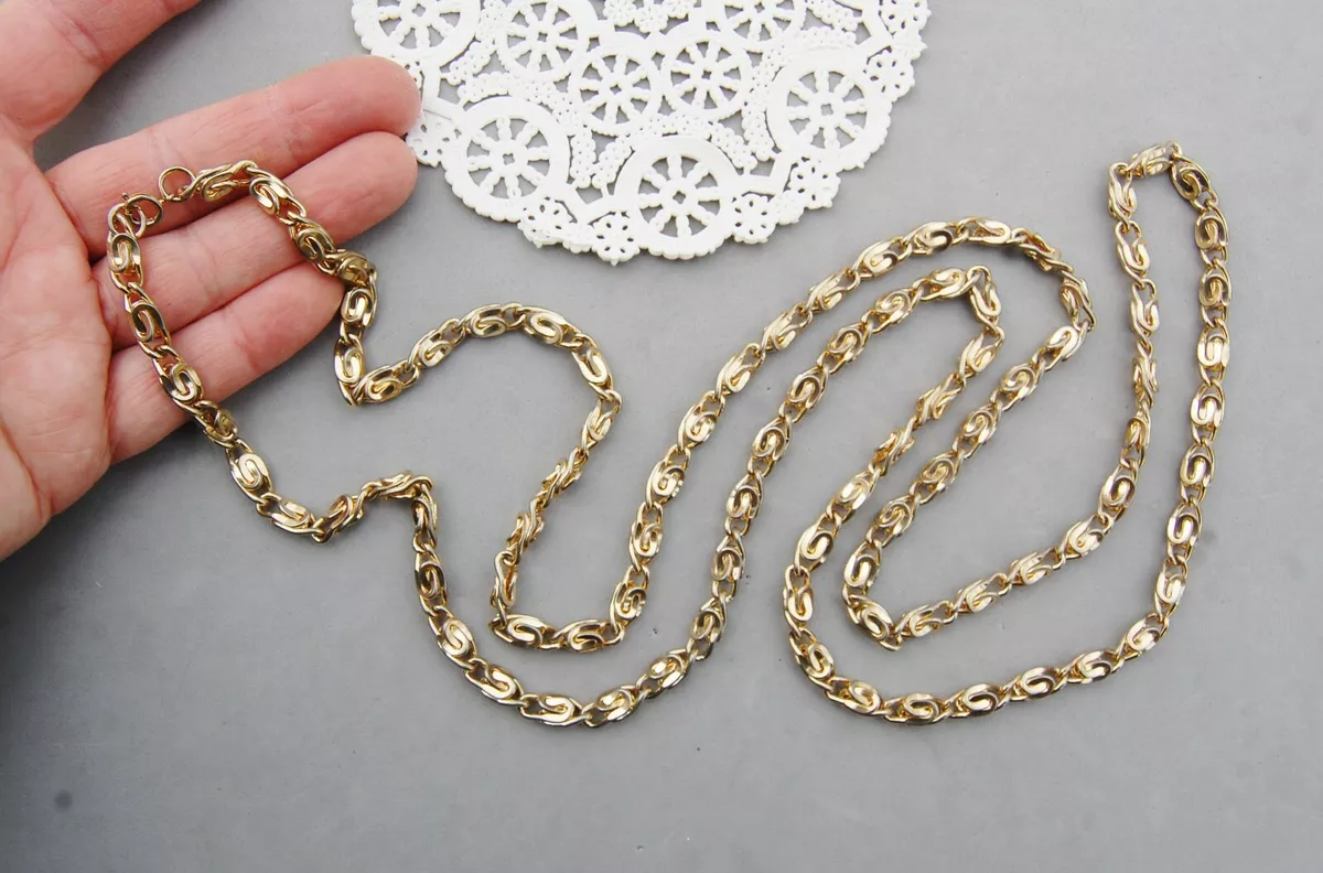 Gold Tone Fancy Link Chain Necklace 72