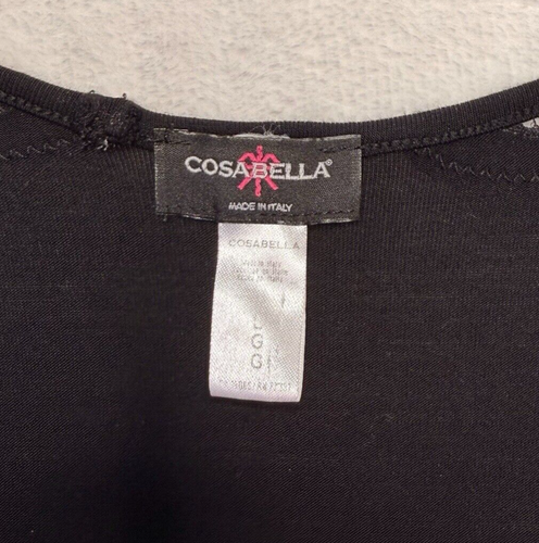 COSABELLA Italy Black Lace Long Sleeve Pajama Top Stretchy Viscose Jersey Sz L - Picture 5 of 5