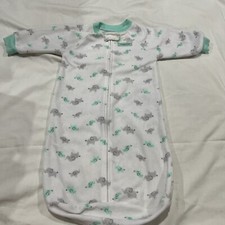 Child of Mine Baby Boy 0-9M Sleep Sack White Green  Gray Elephants Zipper