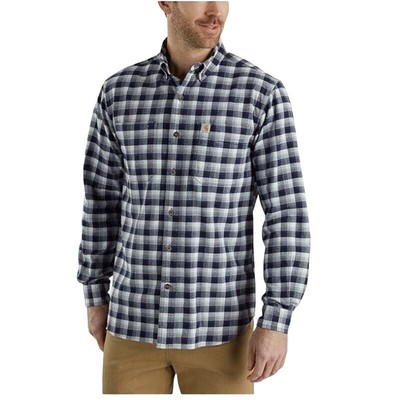 Carhartt Rugged Flex Hamilton Plaid Blue Gray Cotton Work Outdoor