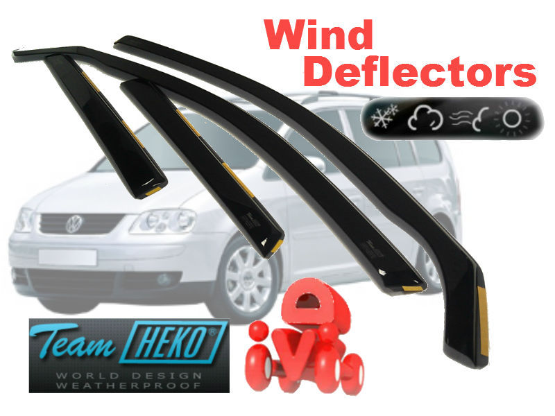 WALSER Deflettori D'Aria Per VW Touran (02/2003 - 05/2015) - 2 Pezzi, Protezione Da Pioggia E Vento, Facili Da Montare