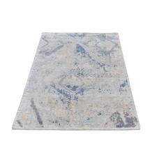 3'x5'5" Large Elements with Pastels Silk with Textured Wool Hand Made Rug R66590