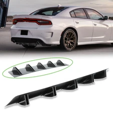 For Dodge Charger Rear Lip Bumper Diffuser 10 Fins Spoiler Splitter Carbon Fiber