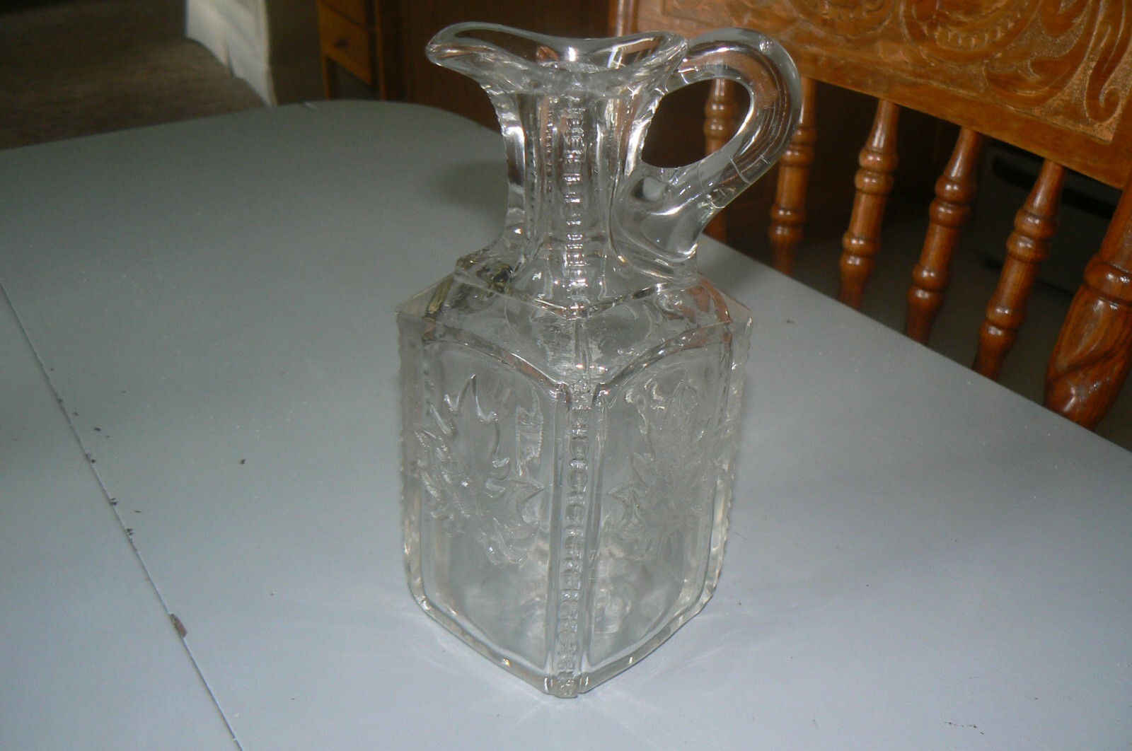 Old Antique Vtg 19th C 1870s Pillar Molded Glass Bar Bottle Pontiled