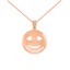 thumbnail 1 - 14k Solid Rose Gold Heart Eyes Smiley Face Round Pendant Necklace