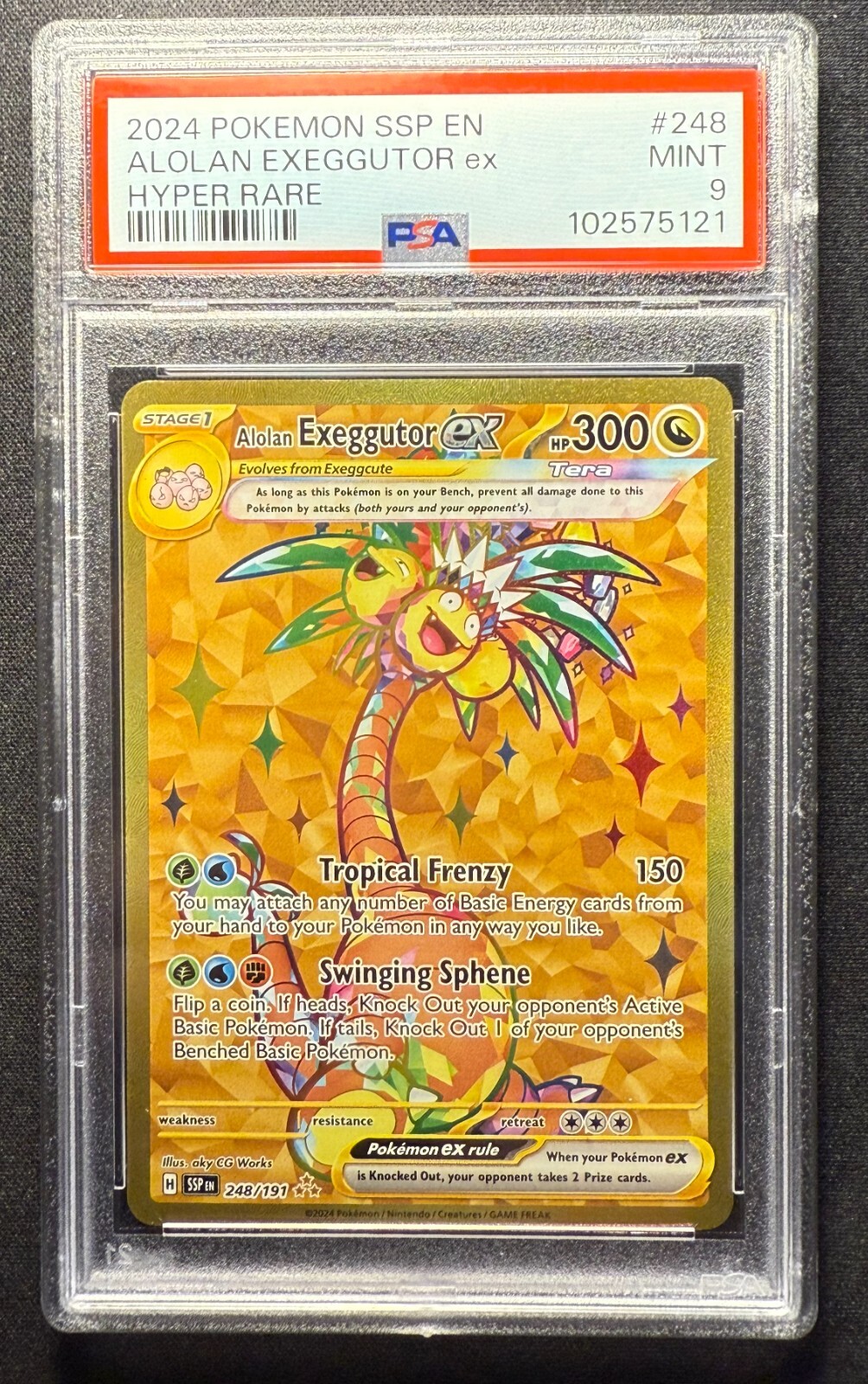 2024 Pokémon Alolan Exeggutor ex PSA 9 248/191 Surging Sparks Hyper Rare
