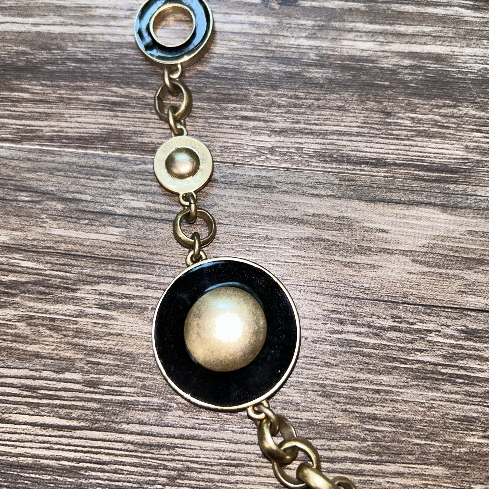 Signed Lia Sofia Eclipse Gold Tn Black Long Heavy… - image 2