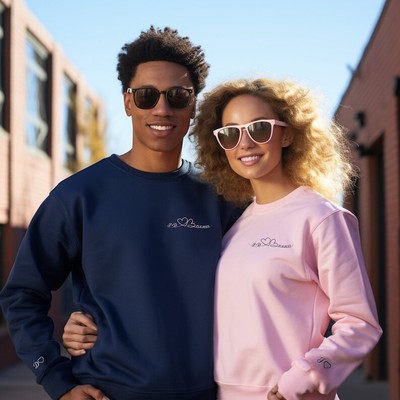 Couple Custom Initial Heart On Sleeve Bride embroidered Custom Hoodies