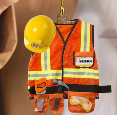 Personalized Construction Worker Flat Acrylic Ornament for Worker